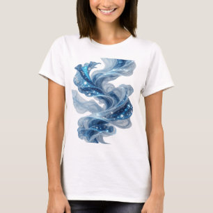 Snälla Silver BLÅ STJÄRNOR I RYMDEN 3D Text Konst T Shirt