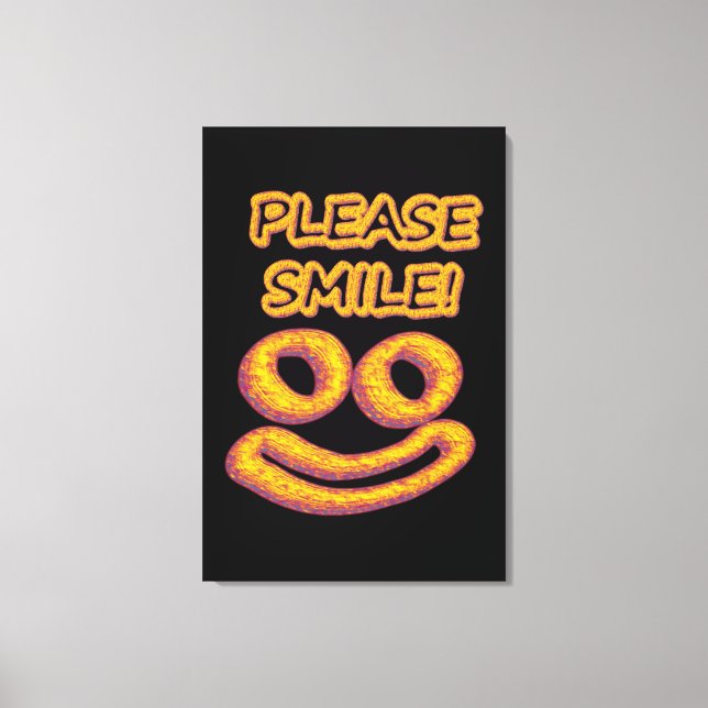 "Snälla Smile!" Cute Design. Köp nu Canvastryck (Framsida)