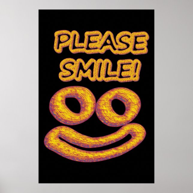 "Snälla Smile!" Cute Design. Köp nu Poster (Framsidan)