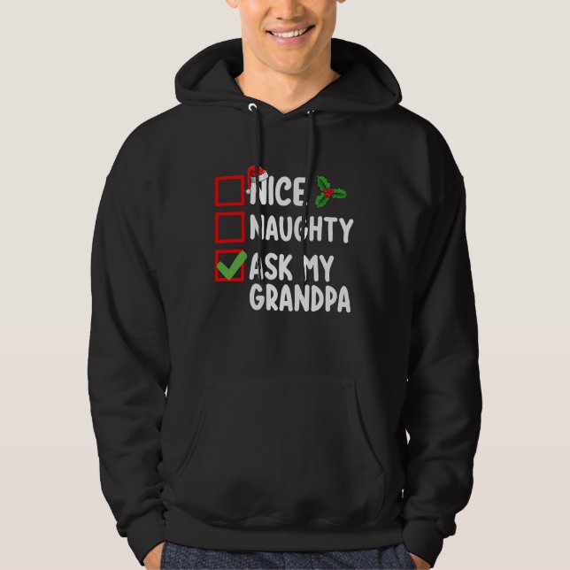 Snälla Stygga Fråga Min Farfar Julklappslista Fami Hoodie (Framsida)