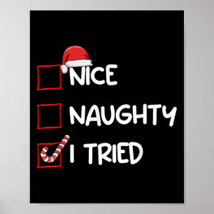 Snälla Stygga Jag Provade Jul Lista Xmas Tomte Cla Poster