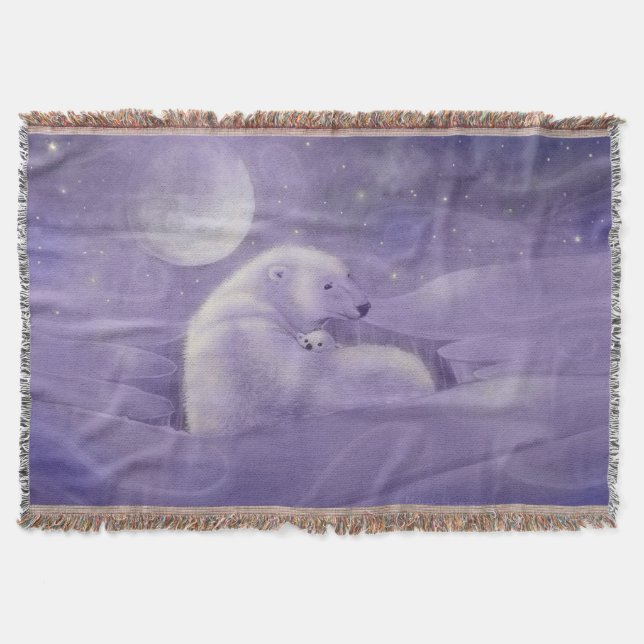 Snälla vinter isbjörn och unge vilda fantasier mysfilt (Framsidan)