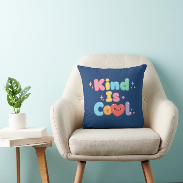Snällhet är Coolt Pastell Retro Bubbel Typografi K Kudde (Stol)