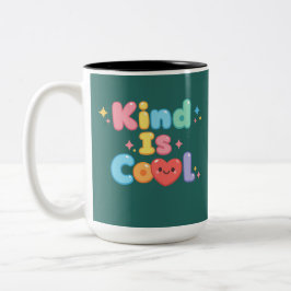 "Snällhet är coolt" Pastell Retro Typografi Kerami Två-Tonad Mugg