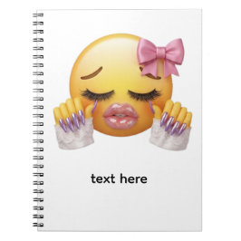 Snällig gråtande emoji med rosa slinga och naglar anteckningsbok