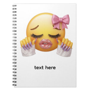 Snällig gråtande emoji med rosa slinga och naglar anteckningsbok