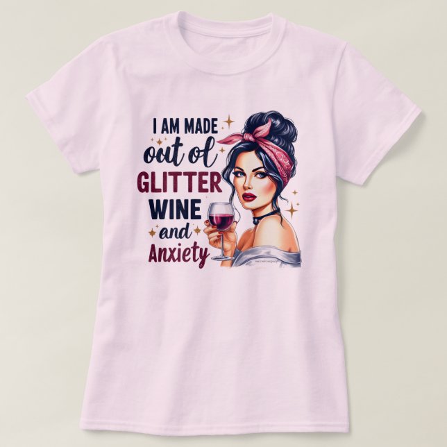 Snällig Retro Flick T-Shirt – Glitter och Ångest F (Design framsida)