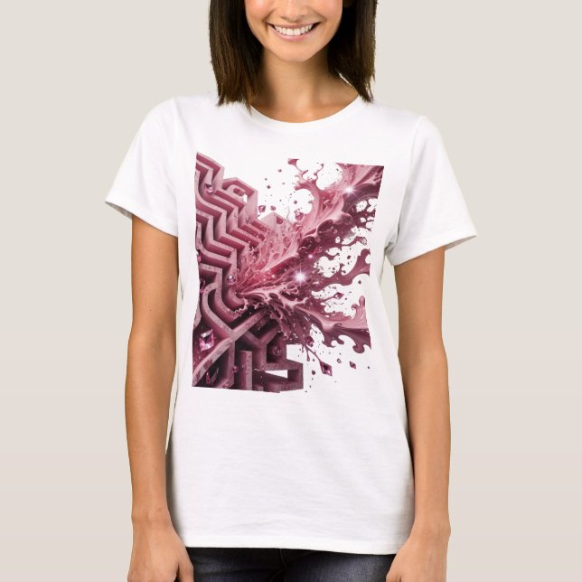 Snällt Silver ABSTRAKT KONST Design v2 T Shirt (Framsida)