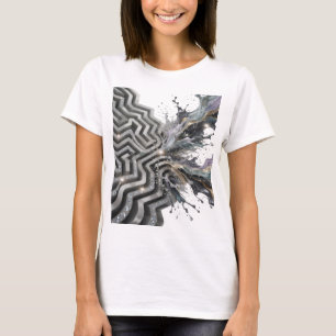 Snällt Silver ABSTRAKT KONST Konstnärligt Motiv T Shirt