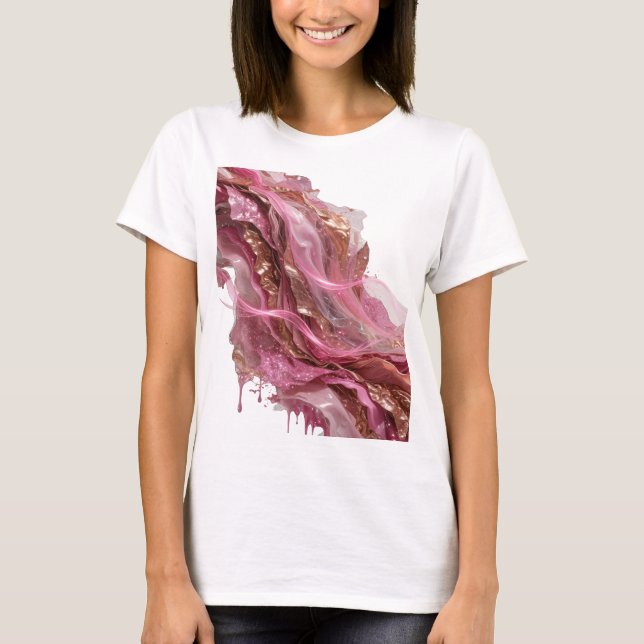 Snällt Silver ABSTRAKT KONST Modeutskrift T Shirt (Framsida)