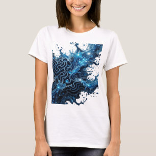 Snällt Silver BLÅTT VATTEN SINNE Text Design T Shirt