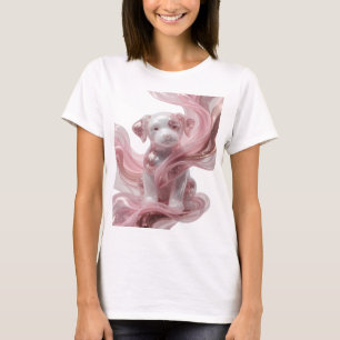 Snällt Silver GLAMOUR DOG Konstnärligt Motiv T Shirt