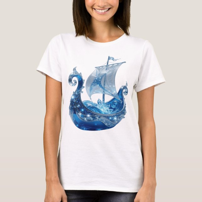 Snällt Silver ISKRISTALLSKIP Custom T-shirt (Framsida)