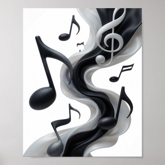 Snällt Silver MUSIK I RÖRELSE Textdesign Poster (Framsidan)