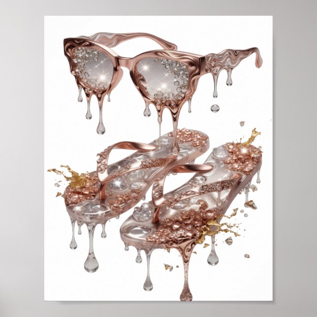 Snällt Silver ROSÉ GULD GLAMOUR Tryck (Framsidan)