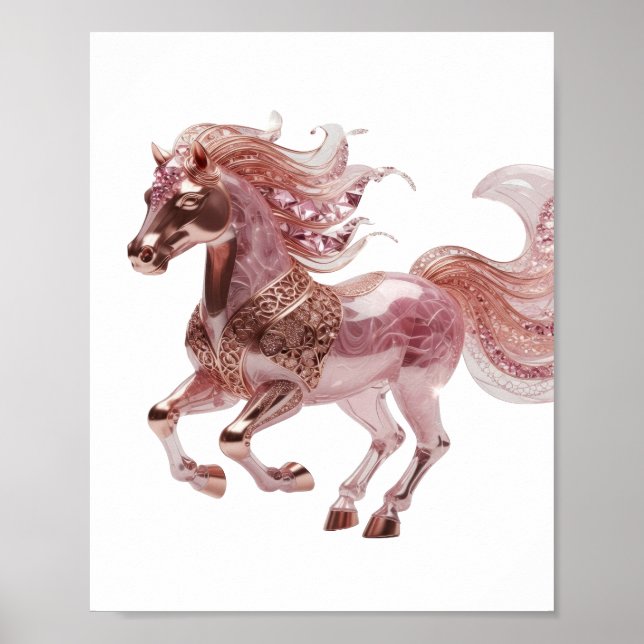 Snällt Silver ROSÉ GULD RÖS HÄST Modern Design Poster (Framsidan)