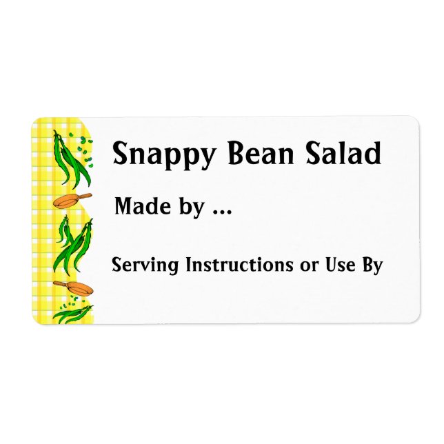 Snap Beans Anpassningsbar Canation eller Frys-etik Fraktsedel (Framsidan)