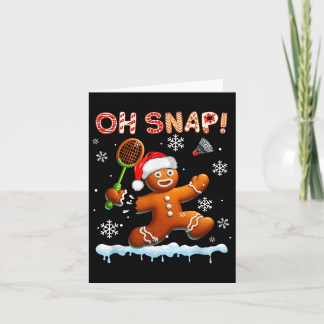 Snap Chrismas Gingerbröd Broken Spela Badminton Kort (Framsida)