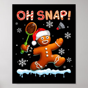 Snap Chrismas Gingerbröd Broken Spela Badminton Poster