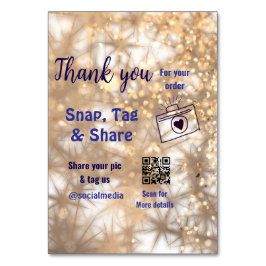 Snap märkre  social media q r code glitter guld bordsnummer