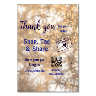 Snap märkre  social media q r code glitter guld bordsnummer