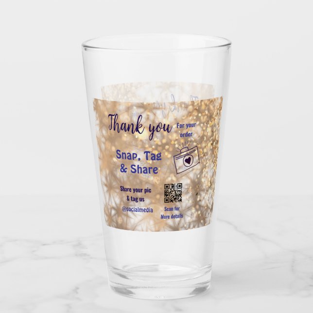 Snap märkre  social media q r code glitter guld glaskopp (Framsida)