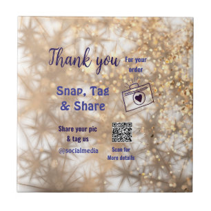 Snap märkre social media q r code glitter guld kakelplatta