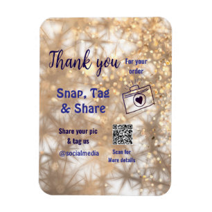 Snap märkre social media q r code glitter guld magnet