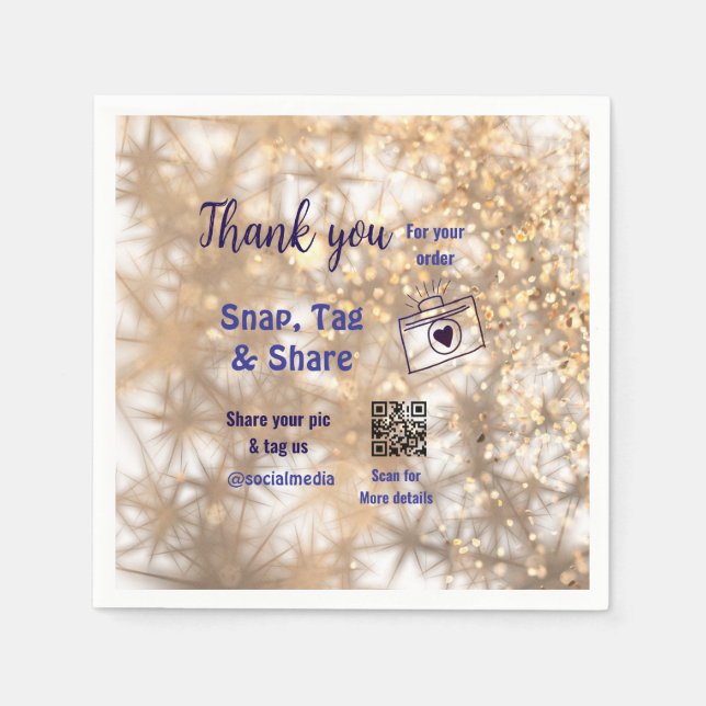 Snap märkre  social media q r code glitter guld pappersservett (Framsidan)