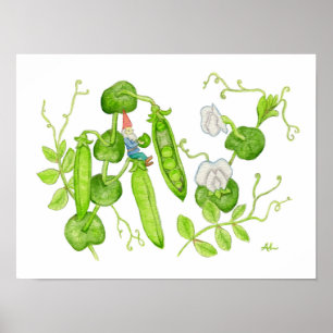 Snap Pea Gnome-konstutskrift Poster