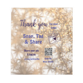 Snap tagga dela socialt media q r kod glitter guld anteckningsblock