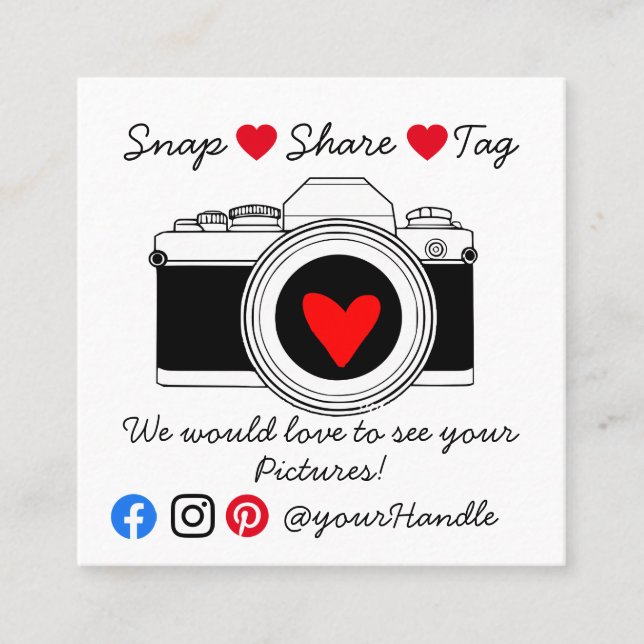 Snapa  märkre social-medieaffärsorder tack fyrkantigt visitkort (Framsida)