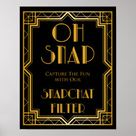Snapchat Bröllop-tecken | Gatsby Art Deco Poster