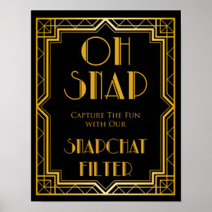 Snapchat Bröllop-tecken   Gatsby Art Deco Poster