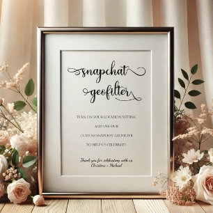 Snapchat geofilter svart vit bröllopsskylt