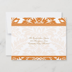 Snapdragon Coral & Ivory Damask WedOSA Inbjudningar