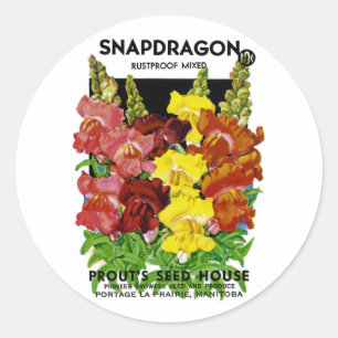 Snapdragon Vintage Seed Packet Runt Klistermärke