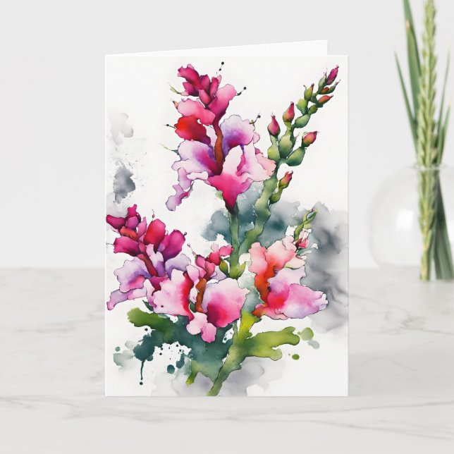 Snapdragon - Watercolor flowers Kort (Framsida)