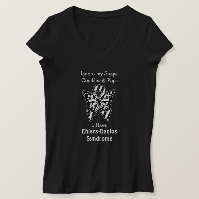 Snapor, broschyrer och puckelpeppar-Danlos Syndrom T Shirt (Design framsida)