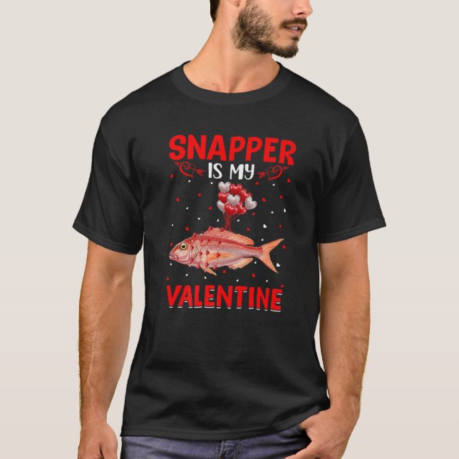 Snapper Is My Valentine Hearts Love Snapper Fish V T Shirt (Framsida)
