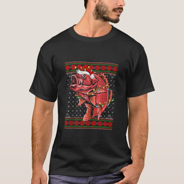 Snapper jul Ljus Ugly Sweater Santa Snappe T Shirt (Framsida)