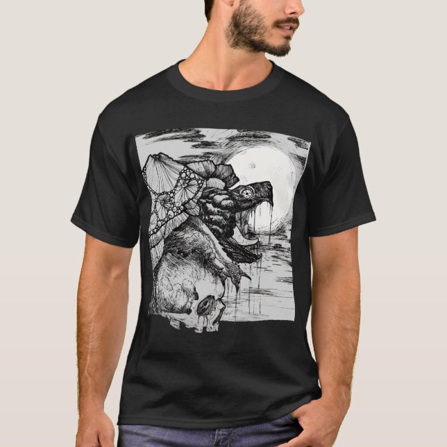 snapping turtle pen and ink friends t shirt (Framsida)