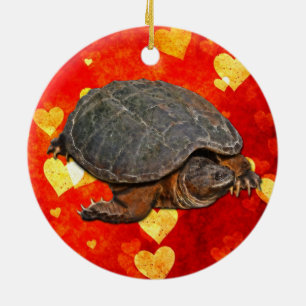 Snapping Turtle Terrapin-älskare Gift Julgransprydnad Keramik