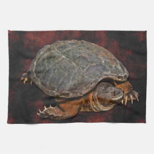 Snapping Turtle Terrapin-älskare Gift Kökshandduk