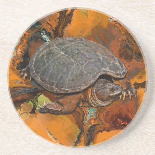 Snapping Turtle Terrapin-älskare Gift Underlägg Sandsten