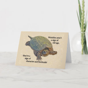 Snappning Turtle Wrinkled Old Age Wisdom Kort