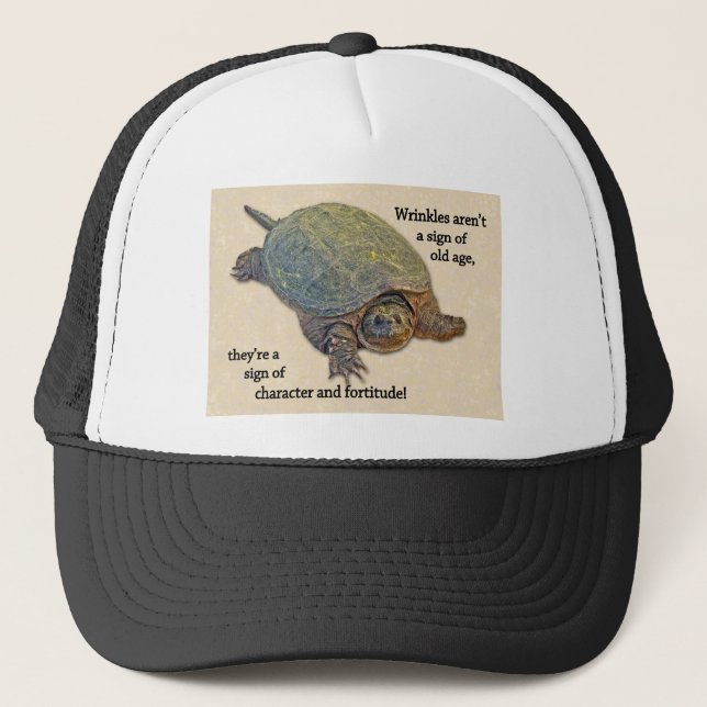 Snappning Turtle Wrinkled Old Age Wisdom Truckerkeps (Framsida)