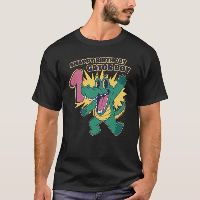 Snappy 1:a födelsedagen Gator Boy Alligator Birthd T Shirt (Framsida)