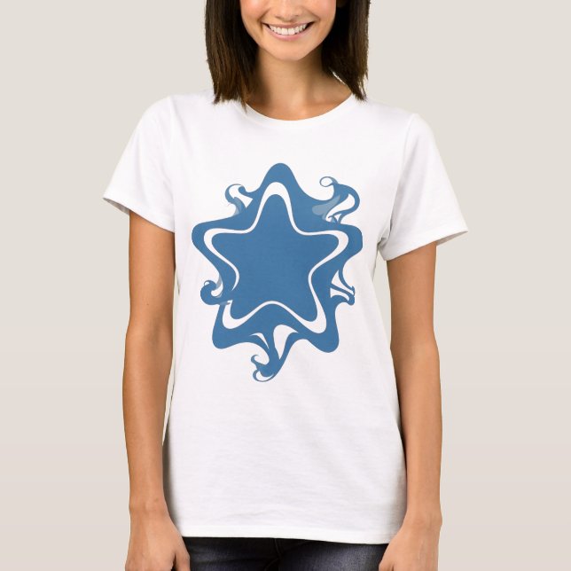 Snappy Blue BLUE STAR Statement Design T Shirt (Framsida)