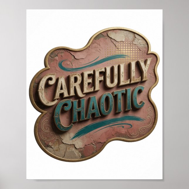 Snappy Gold CAREFULLY CHAOTIC 3D Text Konst Poster (Framsidan)